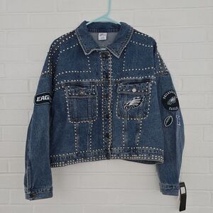 200$ G-III by Carl Banks Women's Philadelphia Eagles Studded Button Jacket Sz. L